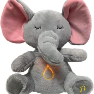 TITQWOP Soothing Breathing Elephant, Evora Anxiety Relief Elephant, Arrily Calming Elephant, Portable Sheep Plush Toy Rest Elephant Calming Sleep with Music Lights and Breathing Motion